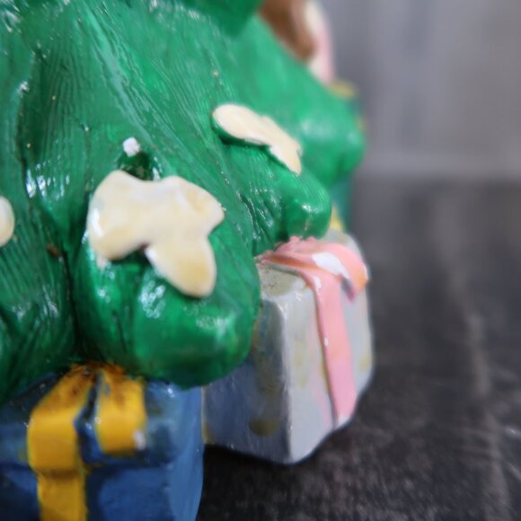 Vintage Lit Ceramic Teddy Bear Christmas Tree Handpainted Santa Claus Lighted - Picture 13 of 13